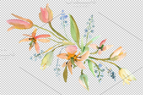 Bouquet Exotic Watercolor png in Illustrations - product preview 3