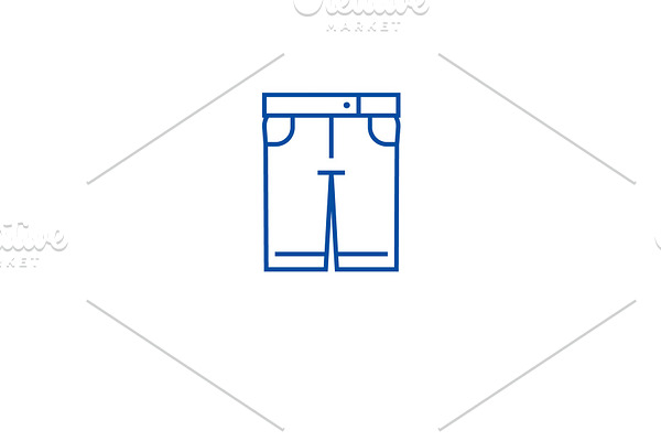 Denim shorts line icon concept