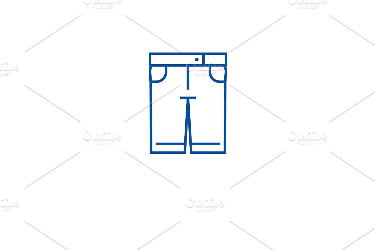 Denim shorts line icon concept in Illustrations - product preview 8