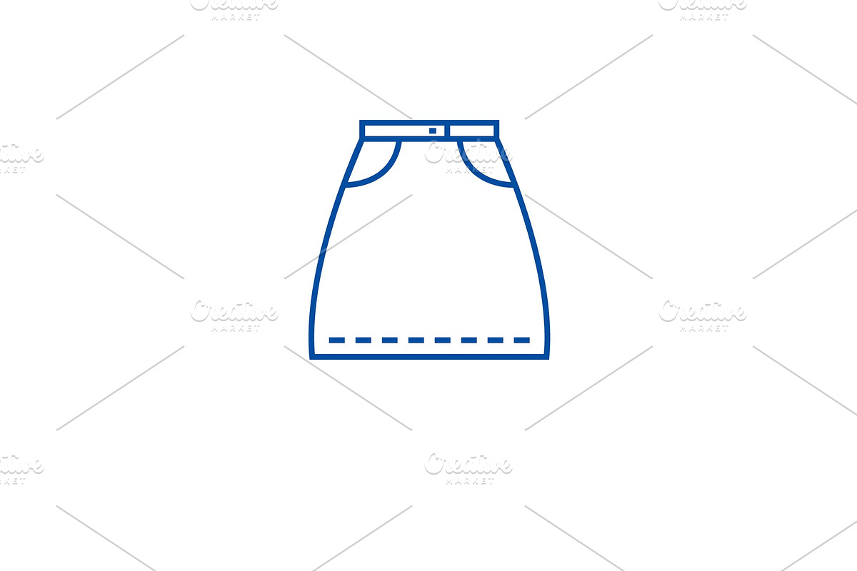 Denim skirt line icon concept. Denim in Illustrations - product preview 8