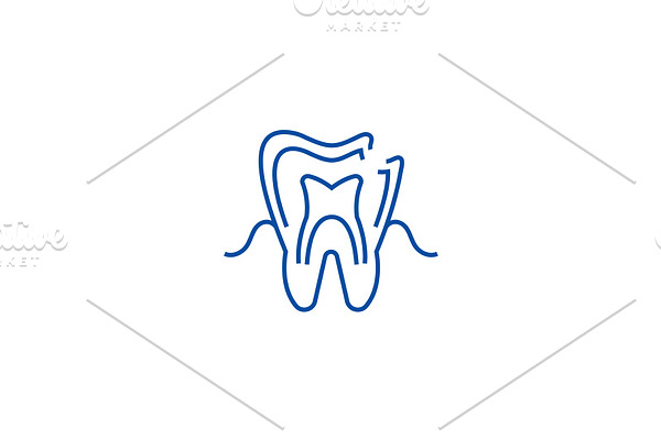 Dental caries line icon concept