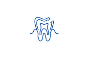 Dental caries line icon concept