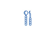 Dentist tools line icon concept