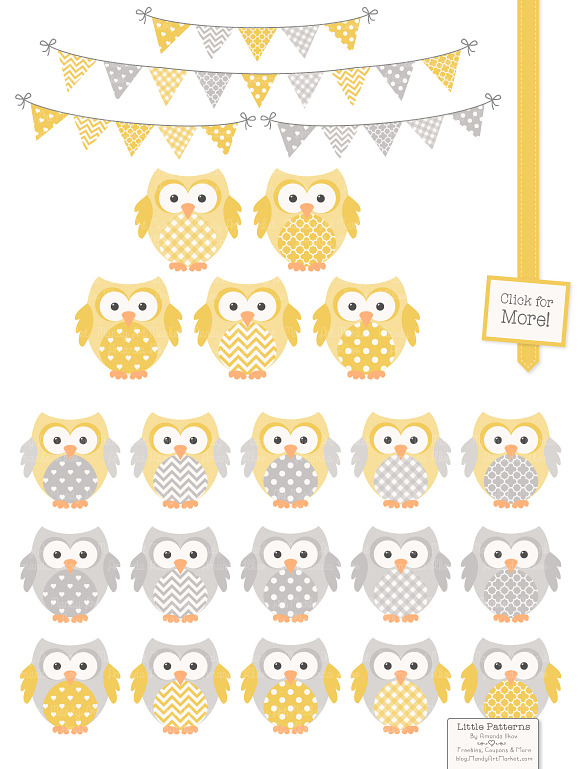 Yellow & Grey Owls Vectors & Papers in Illustrations - product preview 1
