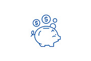 Deposit of money line icon concept