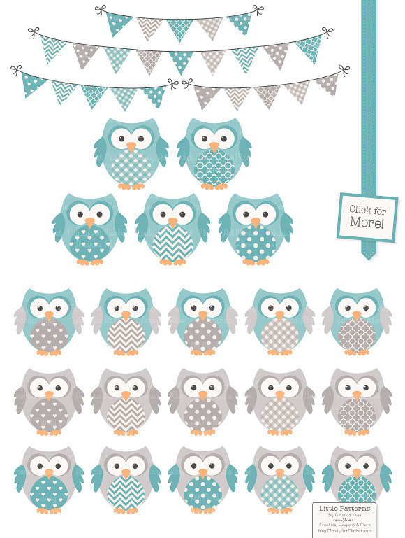 Vintage Blue Owls Vectors & Papers in Illustrations - product preview 1