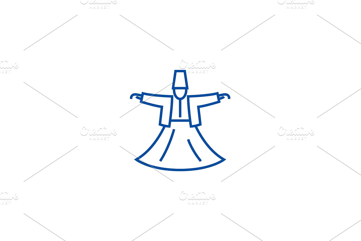 Dervish dance,islam line icon in Illustrations - product preview 8