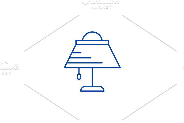 Desk lamp line icon concept. Desk