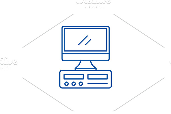Desktop computer line icon concept