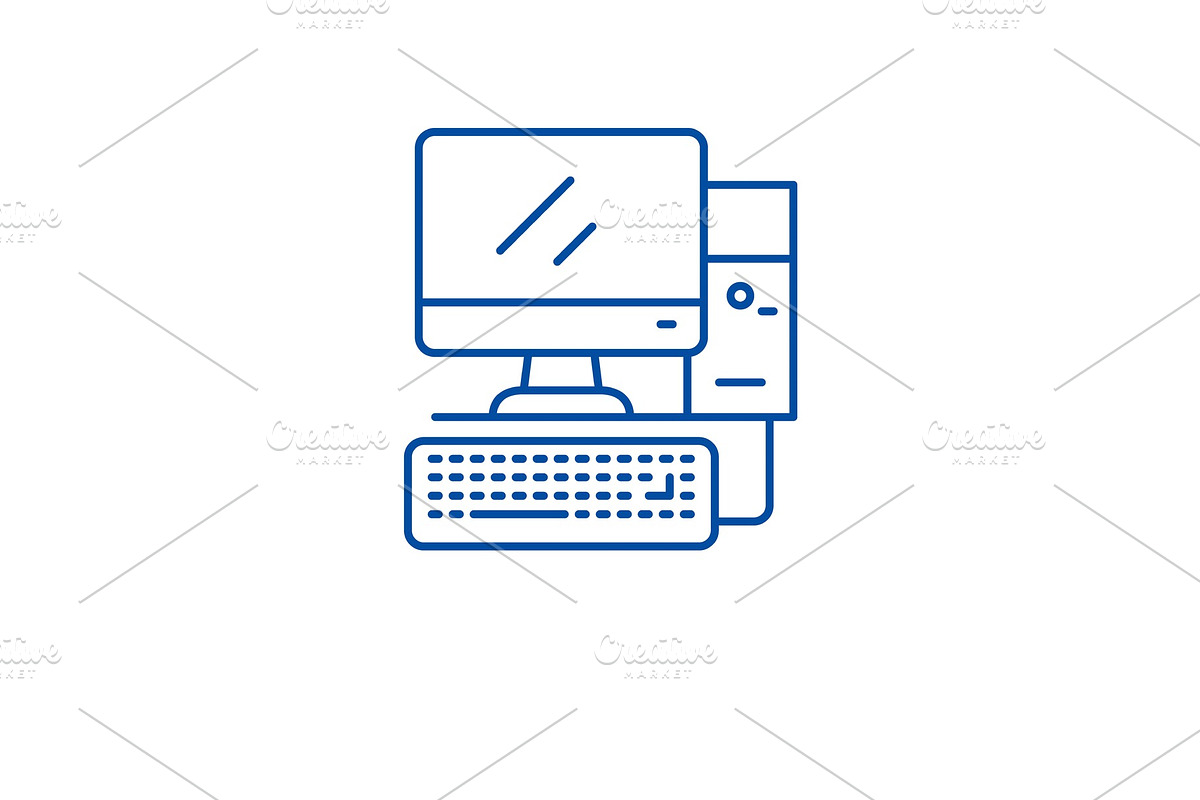 Desktop computer, workstation line in Illustrations - product preview 8