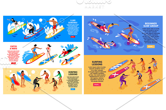 Surfing Isometric Set in Illustrations - product preview 4