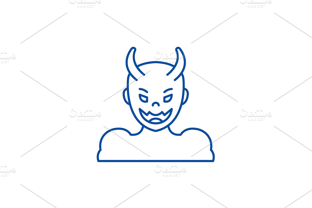 Devil line icon concept. Devil flat in Illustrations - product preview 8