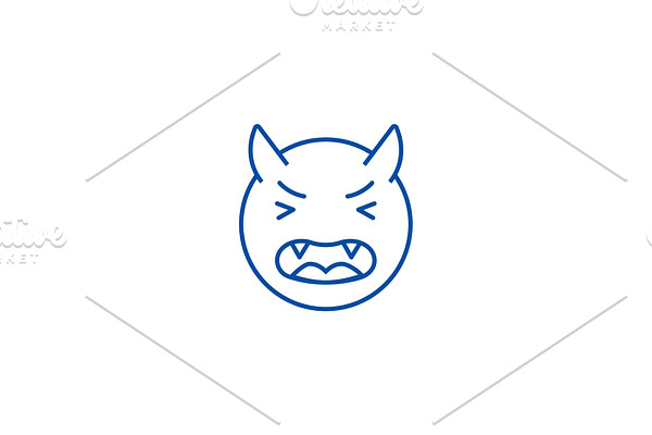 Devil emoji line icon concept. Devil