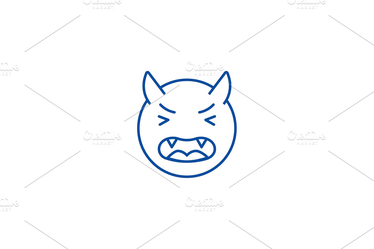 Devil emoji line icon concept. Devil in Objects - product preview 8