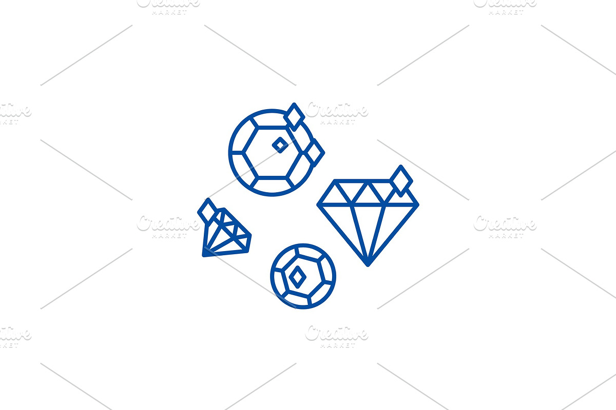Diamonds line icon concept. Diamonds in Illustrations - product preview 8