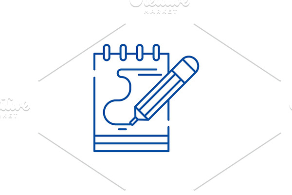 Diary notes line icon concept. Diary