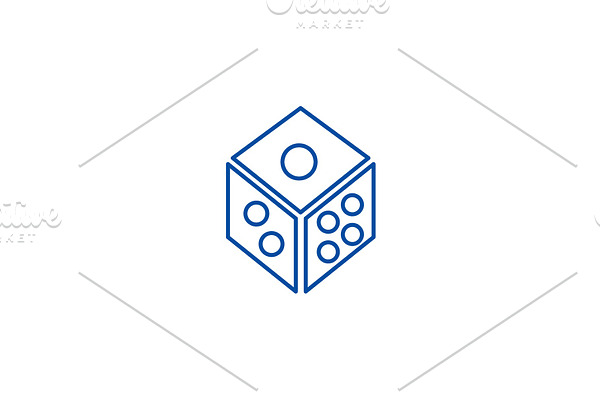 Dice,game cube line icon concept
