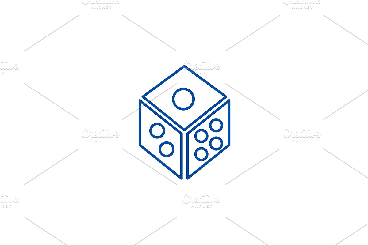Dice,game cube line icon concept in Objects - product preview 8