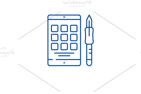 Digital tablet line icon concept