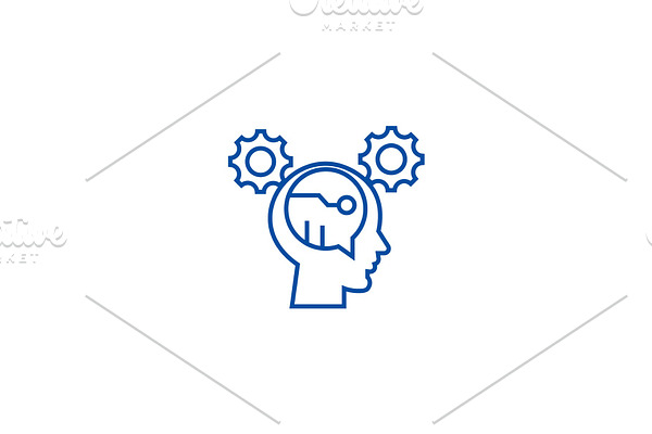 Digital thinking line icon concept