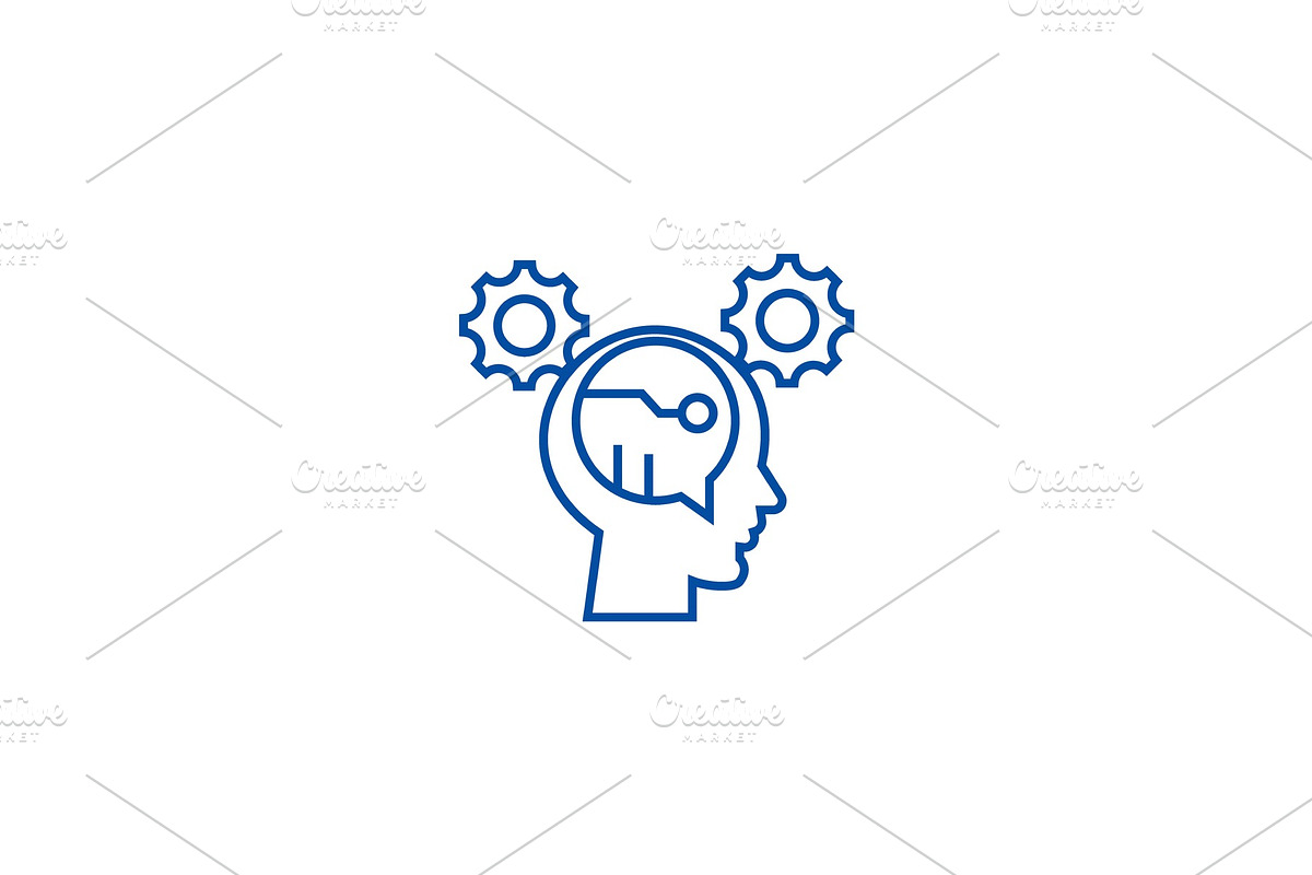 Digital thinking line icon concept in Illustrations - product preview 8