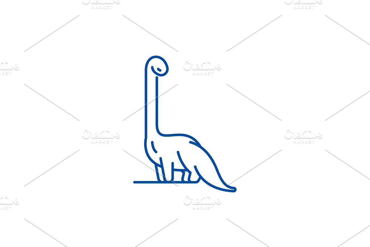 Diplodocus line icon concept in Illustrations - product preview 8