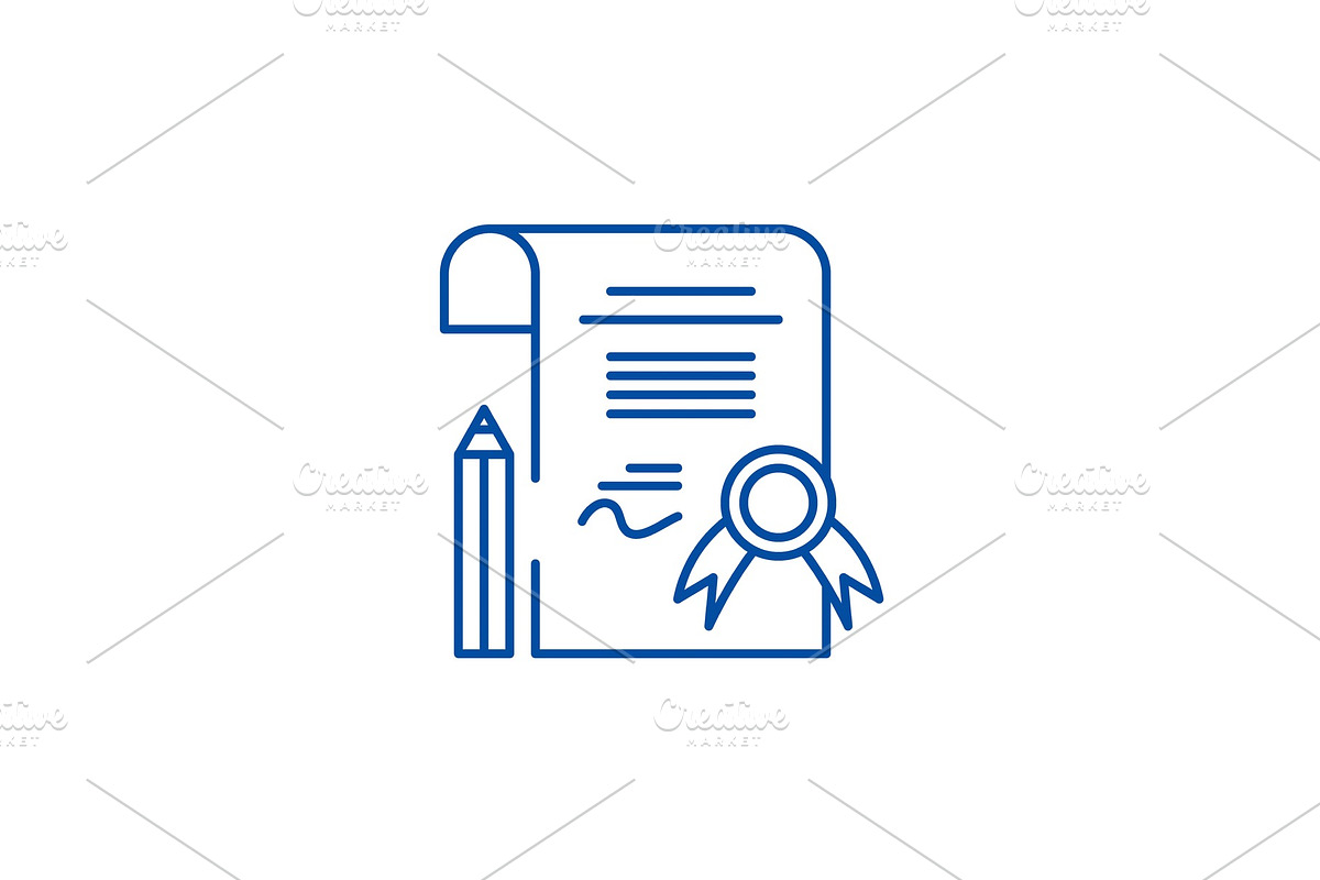 Diploma line icon concept. Diploma in Illustrations - product preview 8