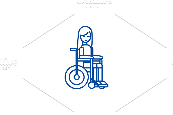 Disabled girl in wheelchair line