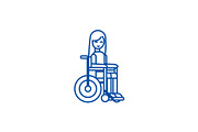 Disabled girl in wheelchair line