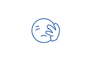 Disapointed emoji line icon concept