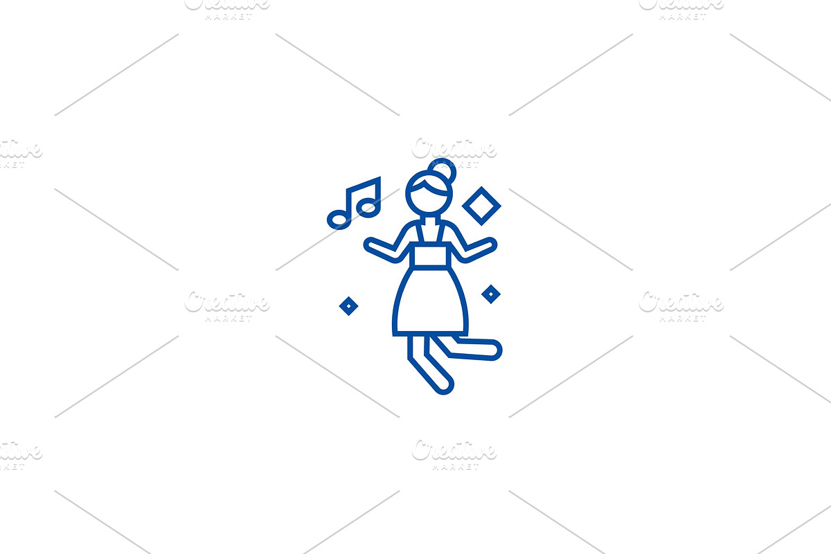 Disco dancing girl line icon concept in Illustrations - product preview 8