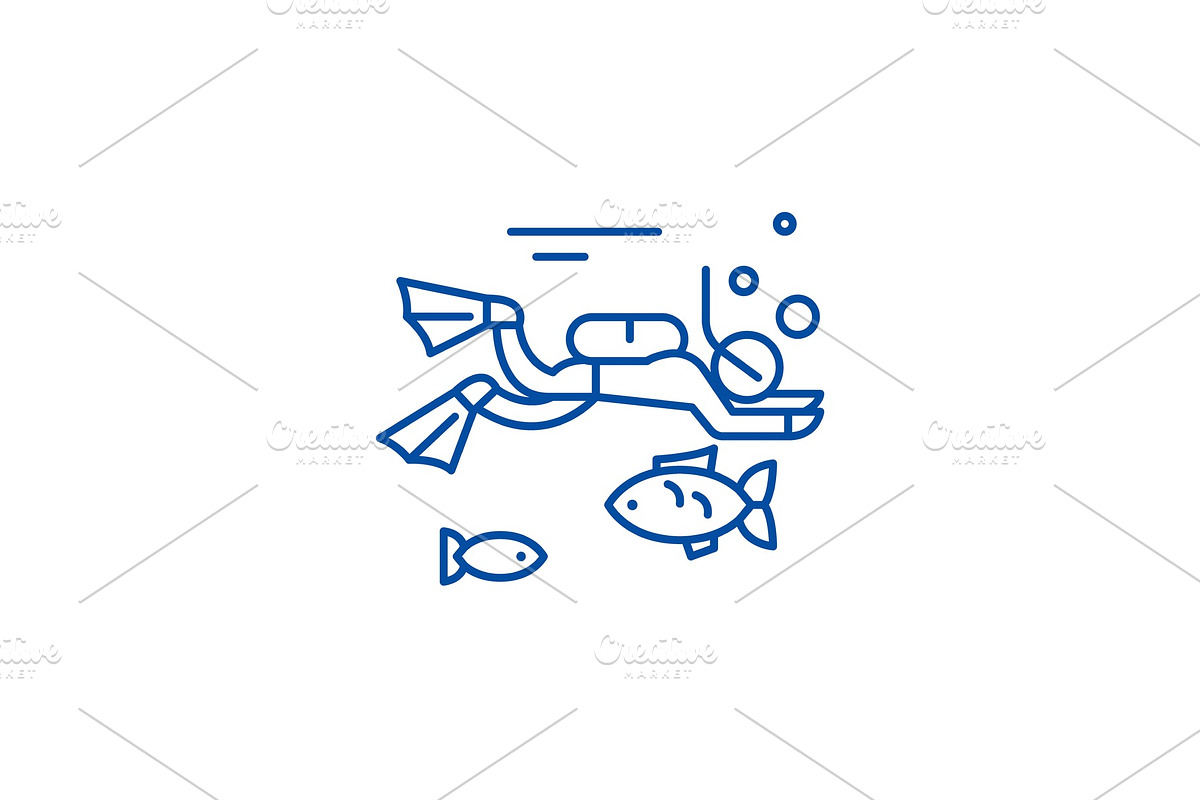 Diving line icon concept. Diving in Illustrations - product preview 8
