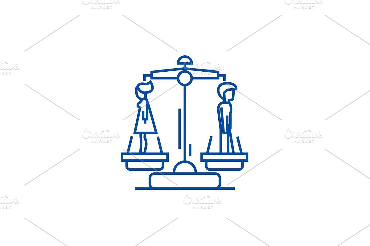 Divorce,man opposite woman line icon in Illustrations - product preview 8