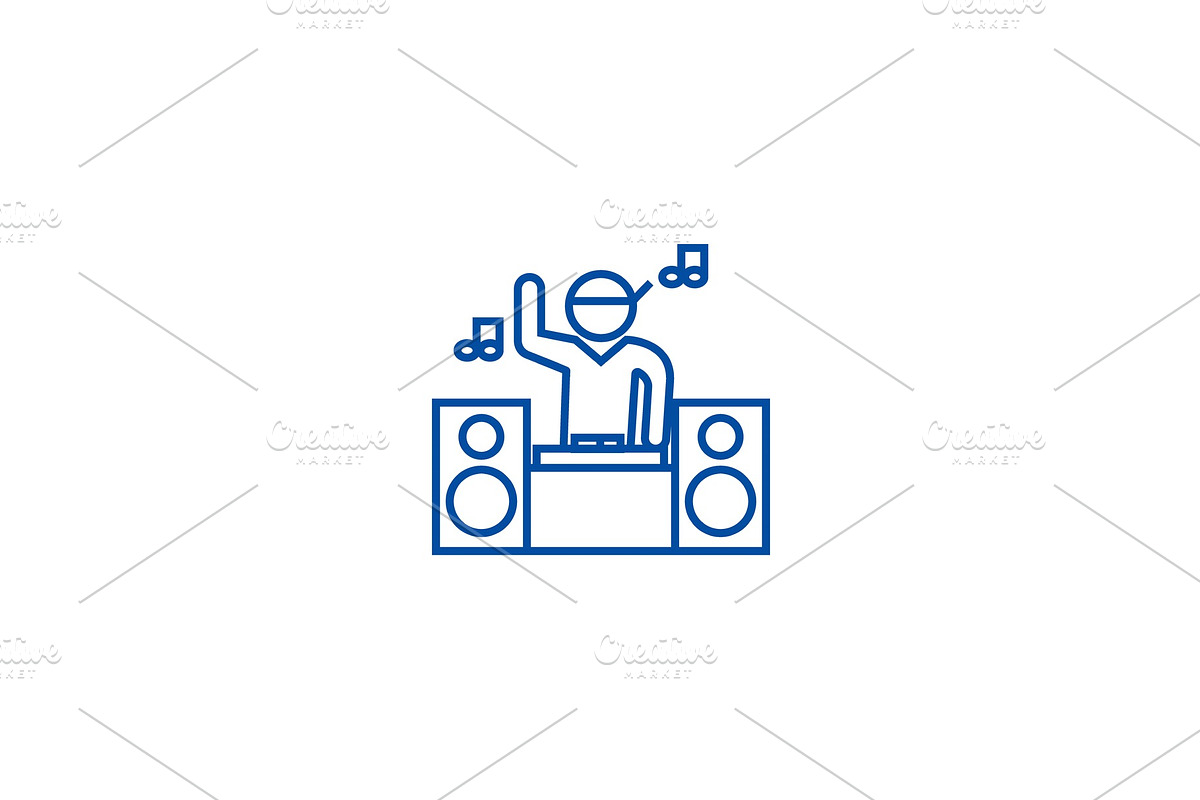 Dj playing mix line icon concept. Dj in Illustrations - product preview 8