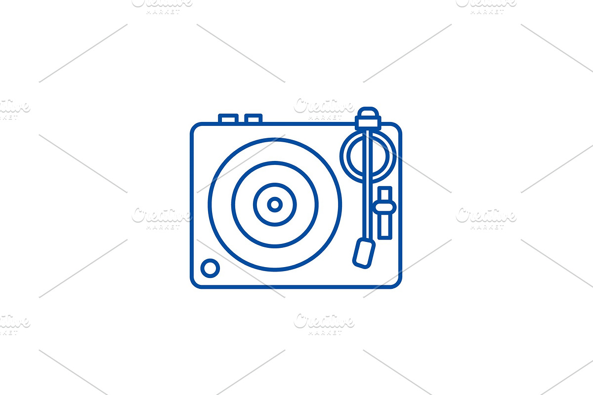 Dj, vinyl,turntable line icon in Illustrations - product preview 8