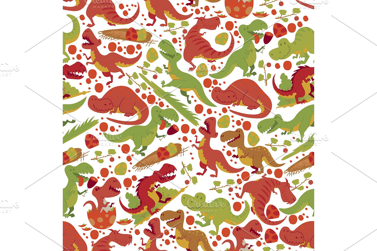 Dinosaur vector seamless pattern in Illustrations - product preview 8