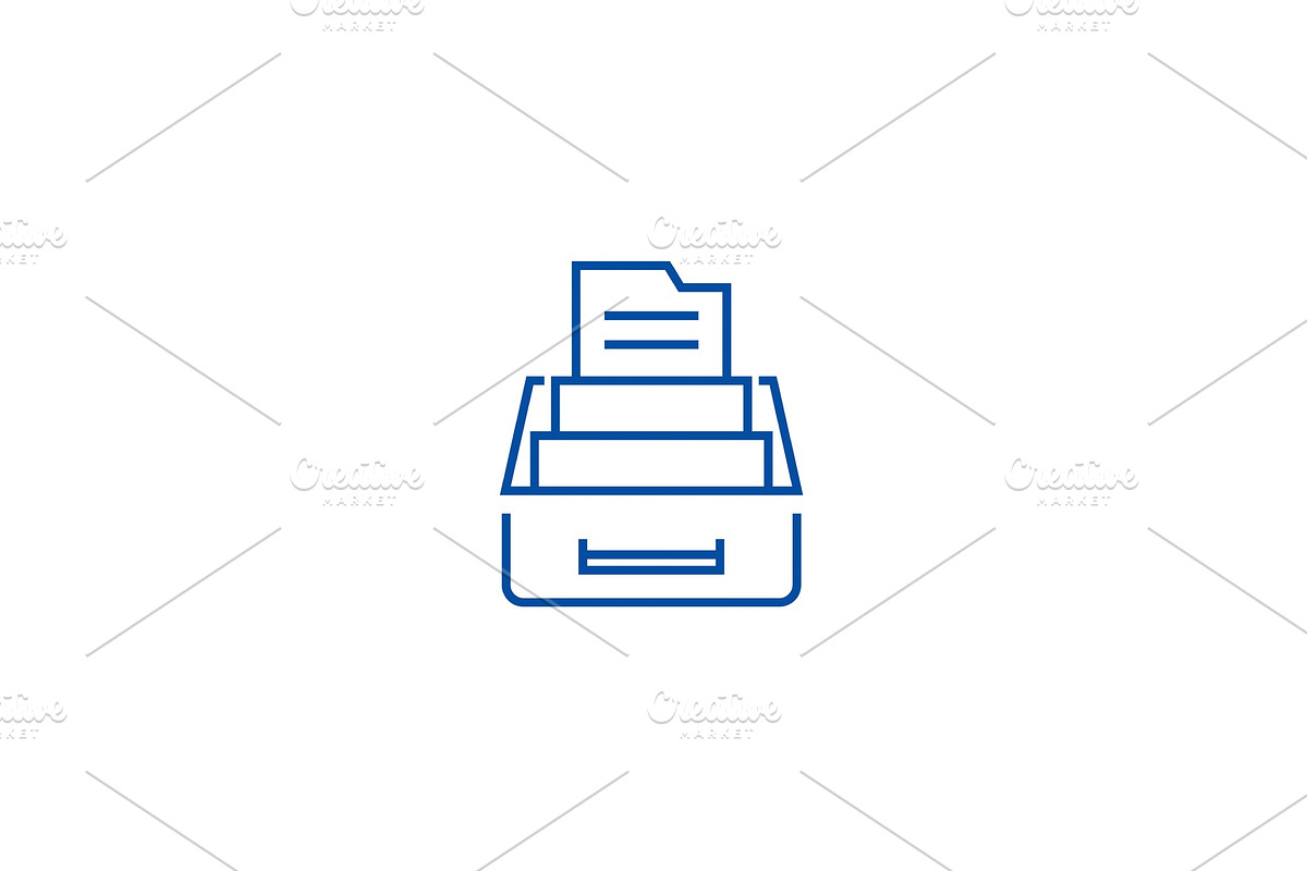 Document archive,box with files line in Illustrations - product preview 8