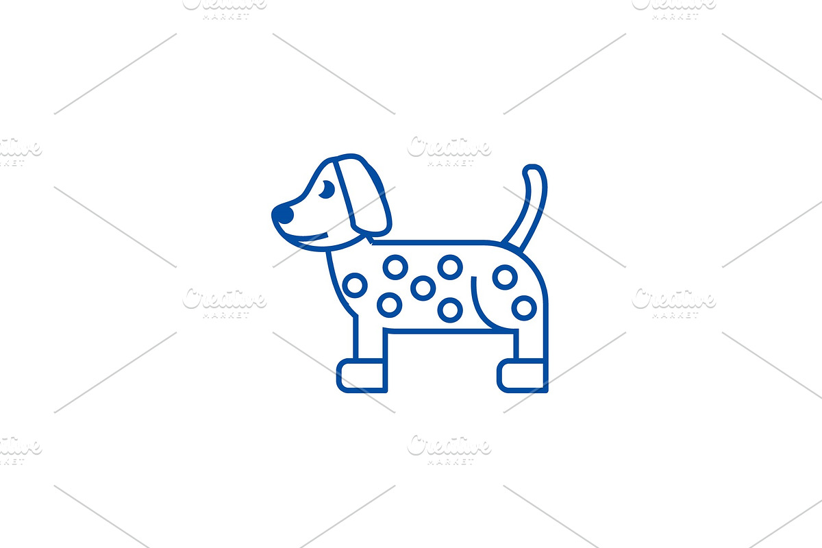 Dog, dalmatian line icon concept in Illustrations - product preview 8