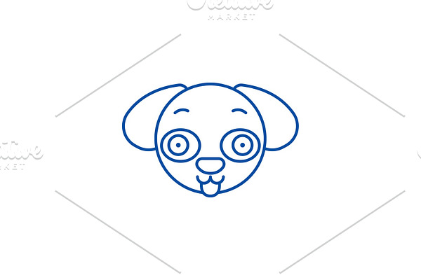 Doggy emoji line icon concept. Doggy
