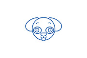 Doggy emoji line icon concept. Doggy