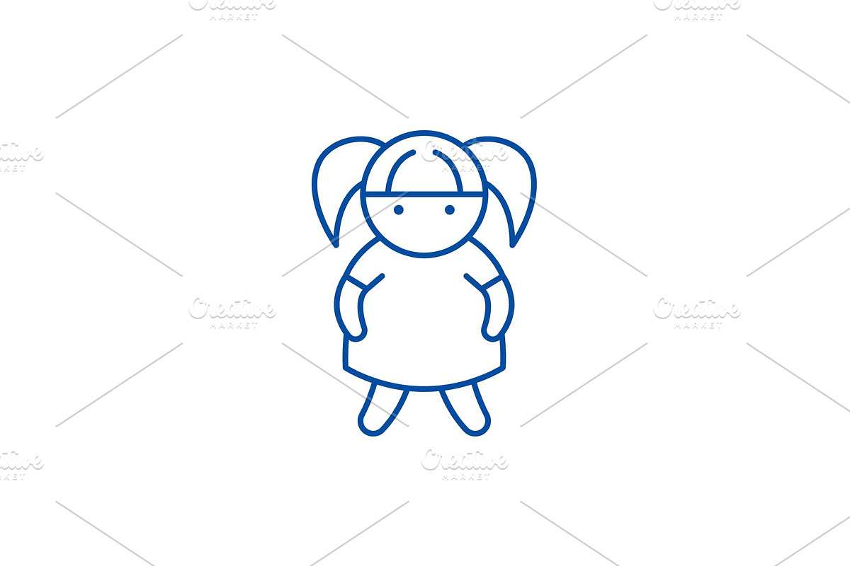 Doll line icon concept. Doll flat in Illustrations - product preview 8