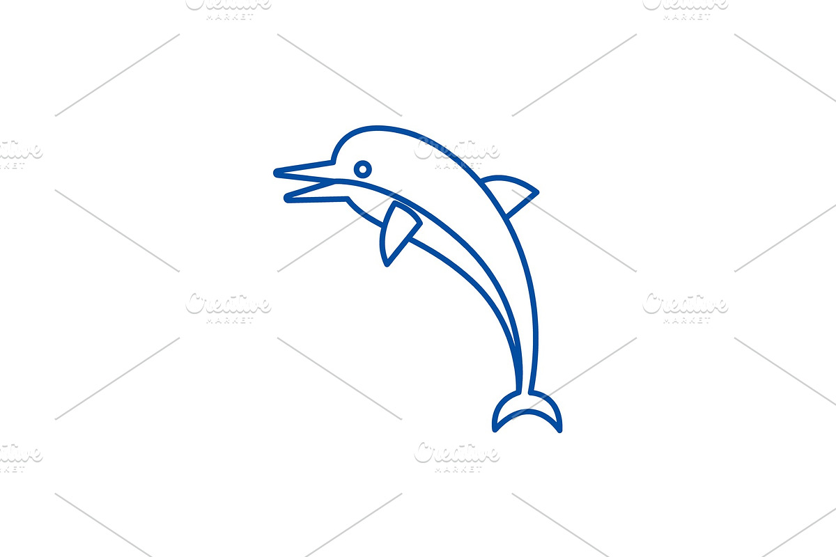Dolphin line icon concept. Dolphin in Illustrations - product preview 8