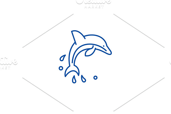 Dolphin show line icon concept