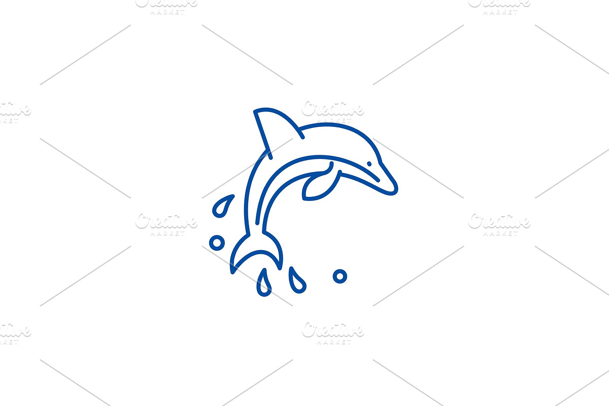 Dolphin show line icon concept in Illustrations - product preview 8