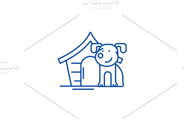 Domestic dog line icon concept