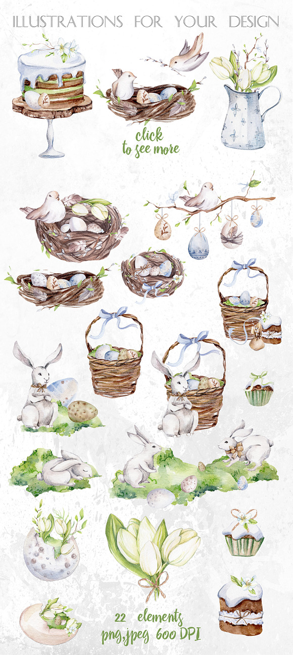 Watercolor collection Easter Time in Illustrations - product preview 5