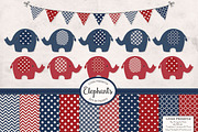 Americana Elephant Clipart & Papers