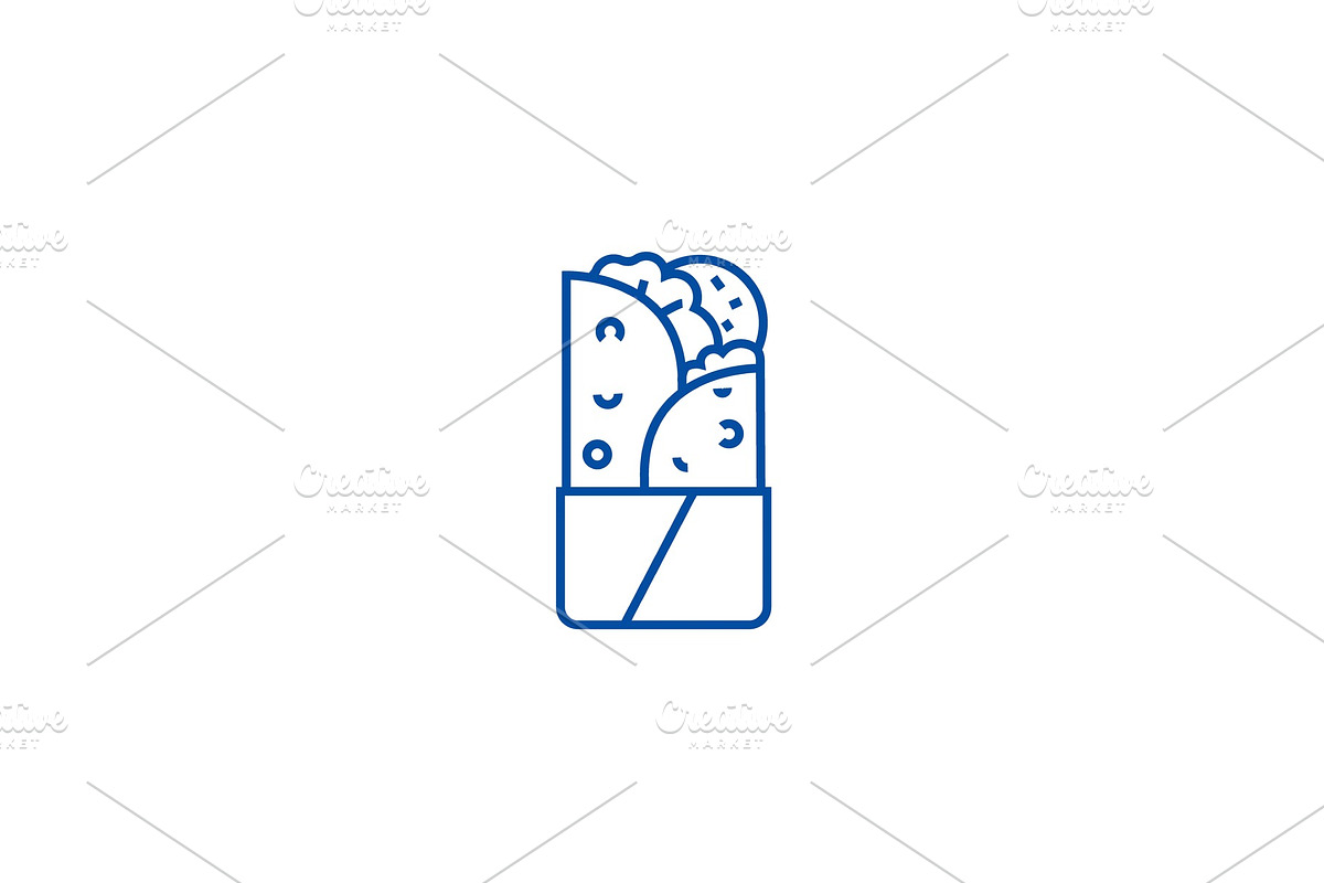 Doner kebab line icon concept. Doner in Illustrations - product preview 8