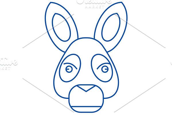 Donkey head line icon concept