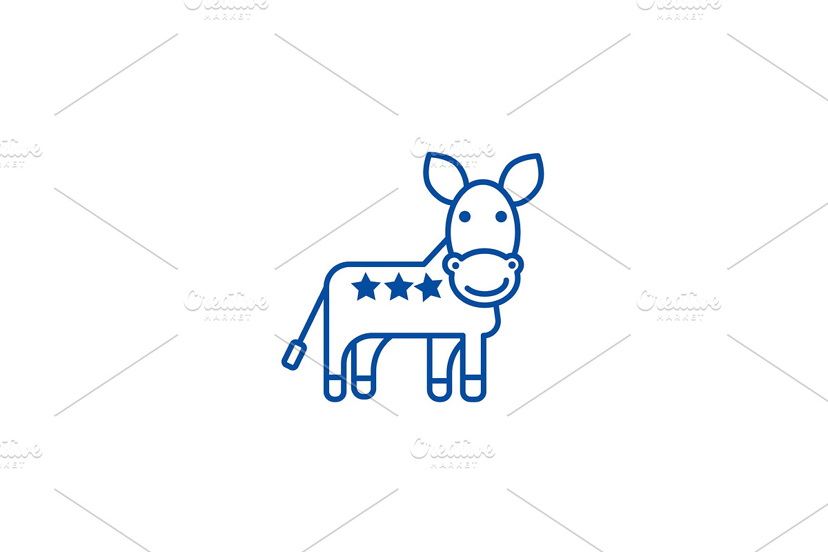 Donkey, usa, democratic party line in Illustrations - product preview 8